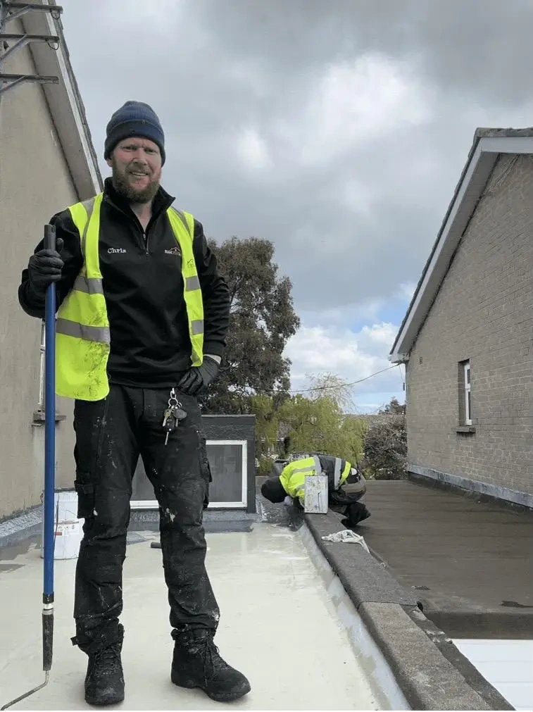 Chris O'Brien of Roof Pro Ltd working on a roofing project in Dublin, serving Leopardstown