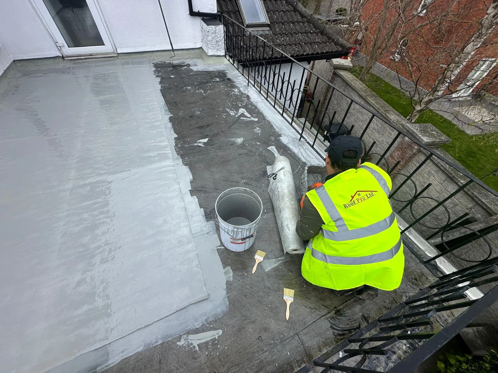 Fibreglass balcony waterproofing installation in Dublin by Roof Pro Ltd