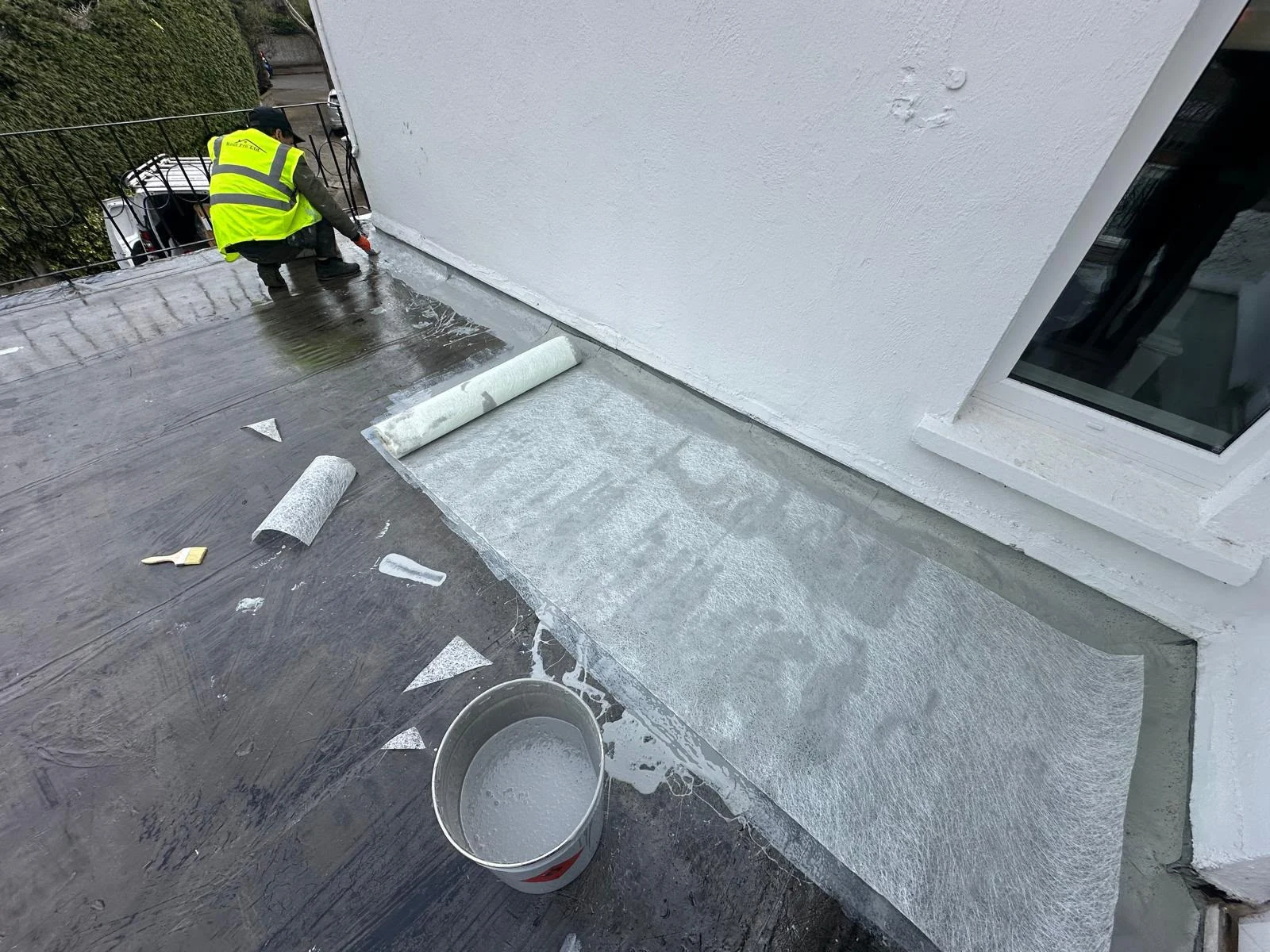Waterproofing membrane installation on a Dublin balcony by Roof Pro Ltd