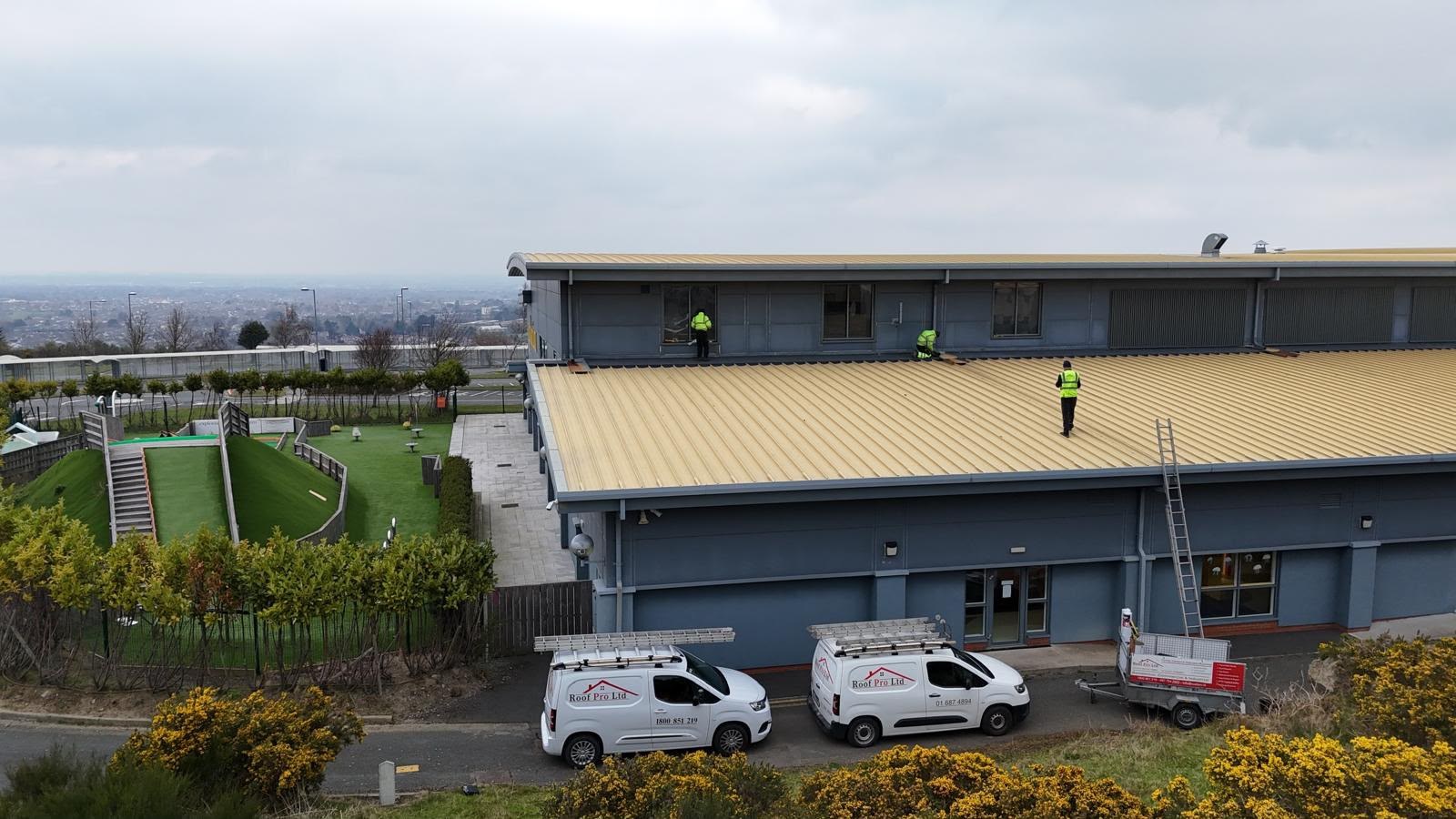 Roof Pro Ltd team carrying out commercial roofing work in Dublin