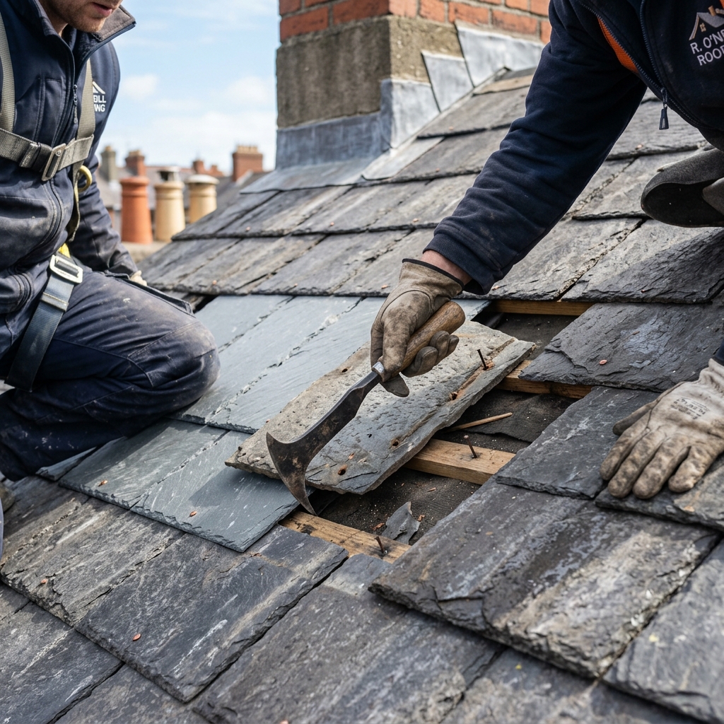 Roof work on tiled Dublin home suitable for ridge and verge upgrades by Roof Pro Ltd